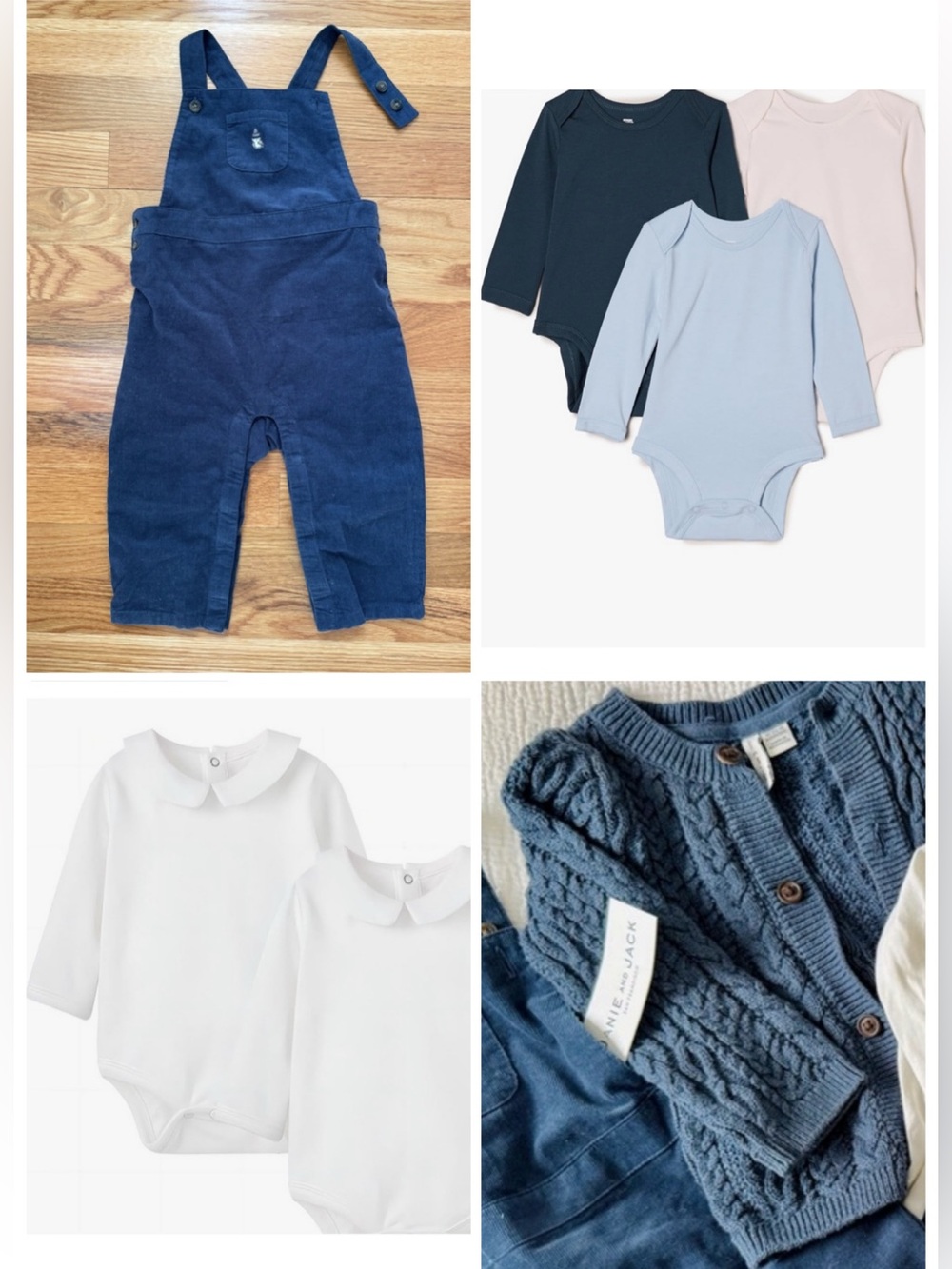 Fall winter Bundle Janie & jack 12-18 month overalls sweater Onesies Navy blue